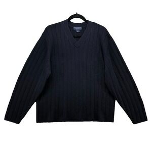 Daniel Cremieux Wool Sweater Jumper Mens XL Blue Wide Ribbed Preppy Professional